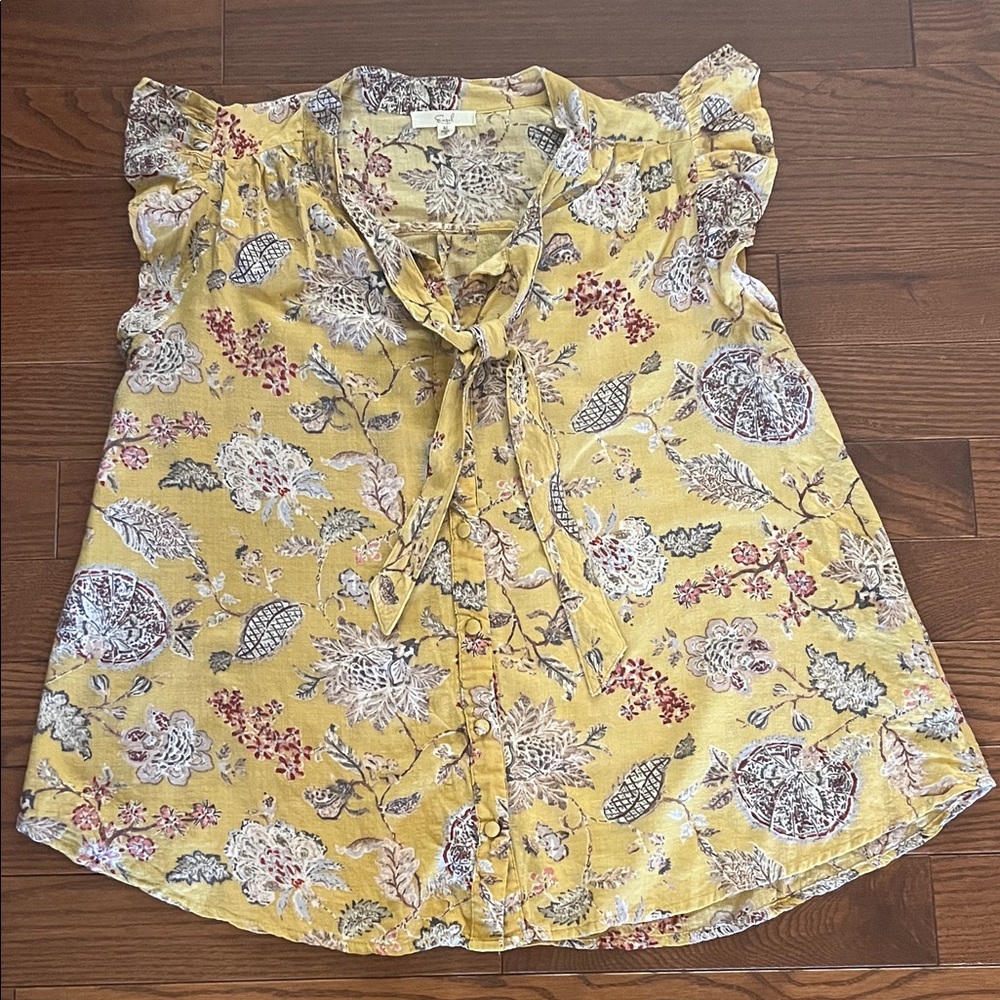 Easel Yellow Floral Kids Blouse